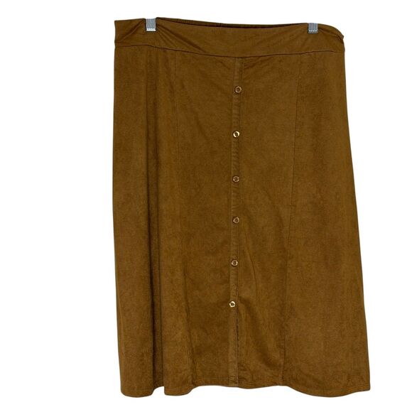 Adam Levine Faux Suede Skirt A Line Pull On Brown XL - Picture 1 of 7